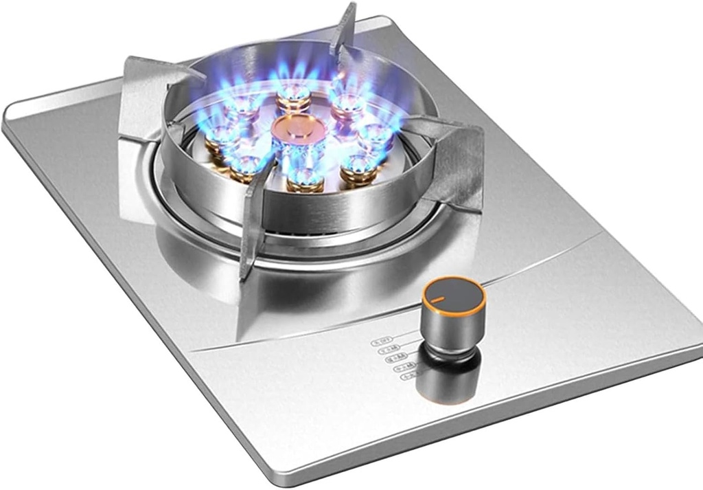 7KW Portable Gas Cooker, 9 Cavities Cooktop Stainless Steel Burner, Single Port Gas Stove, Desktop and Recessed Installation Suitable, for Kitchen and Outdoor Camping Cooker(LPG)