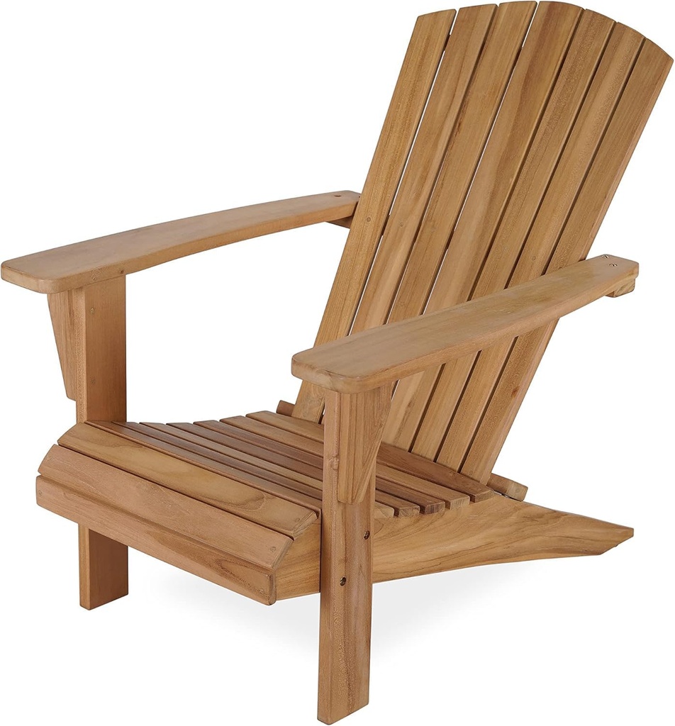 Teak Wood Adirondack Chair Wide Armrest, Durable and Weather Resistant, Garden Furniture for Outdoor, Patio or Beach（Without Footrest）