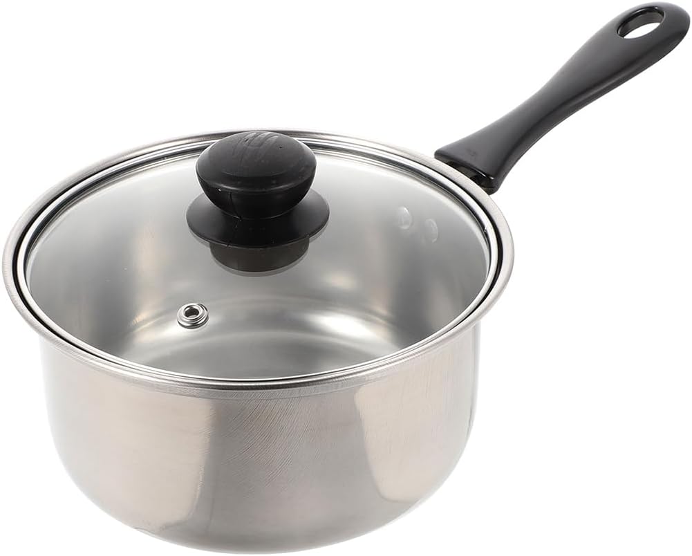 1set Stainless Steel with Long Handle Non-stick Multi-function Cooking Pan for Soup Pasta and Oatmeal Dishwasher Safe Heating Pot for Induction and Gas Cooktops