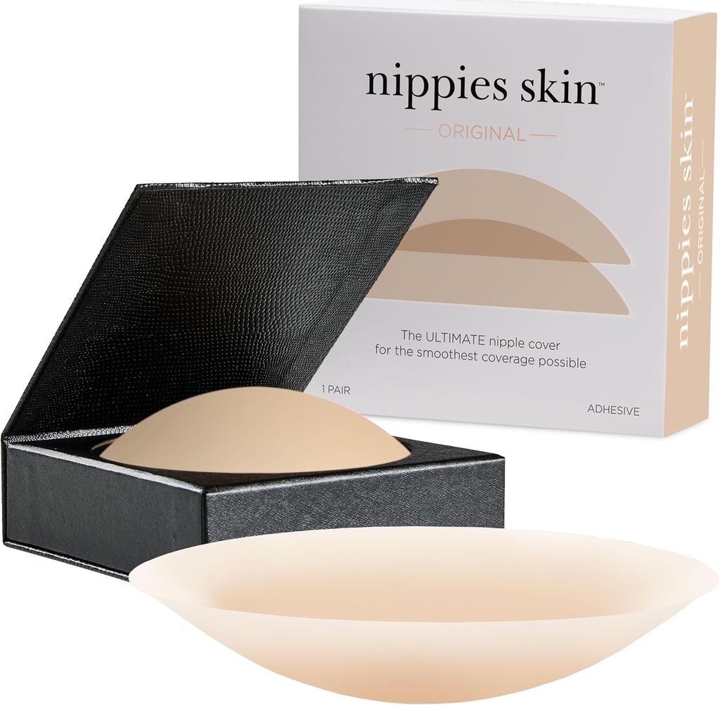 Nippies Nipple Covers for Women - Reusable Sticky Silicone Pasties with Travel Case - Original Circle or Lift Style Available