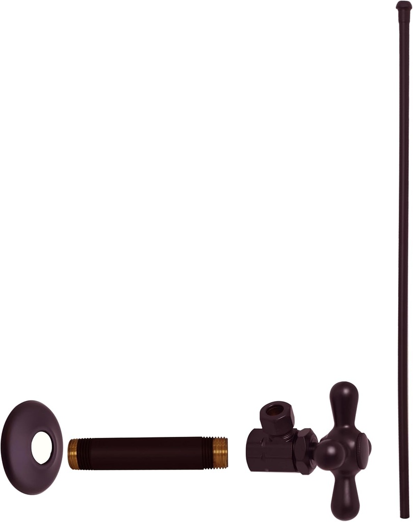 Westbrass Flat Head Toilet Kit with Cross Handles, 1/2" IPS x 3/8" OD x 20", Oil Rubbed Bronze, D103KFHX-12