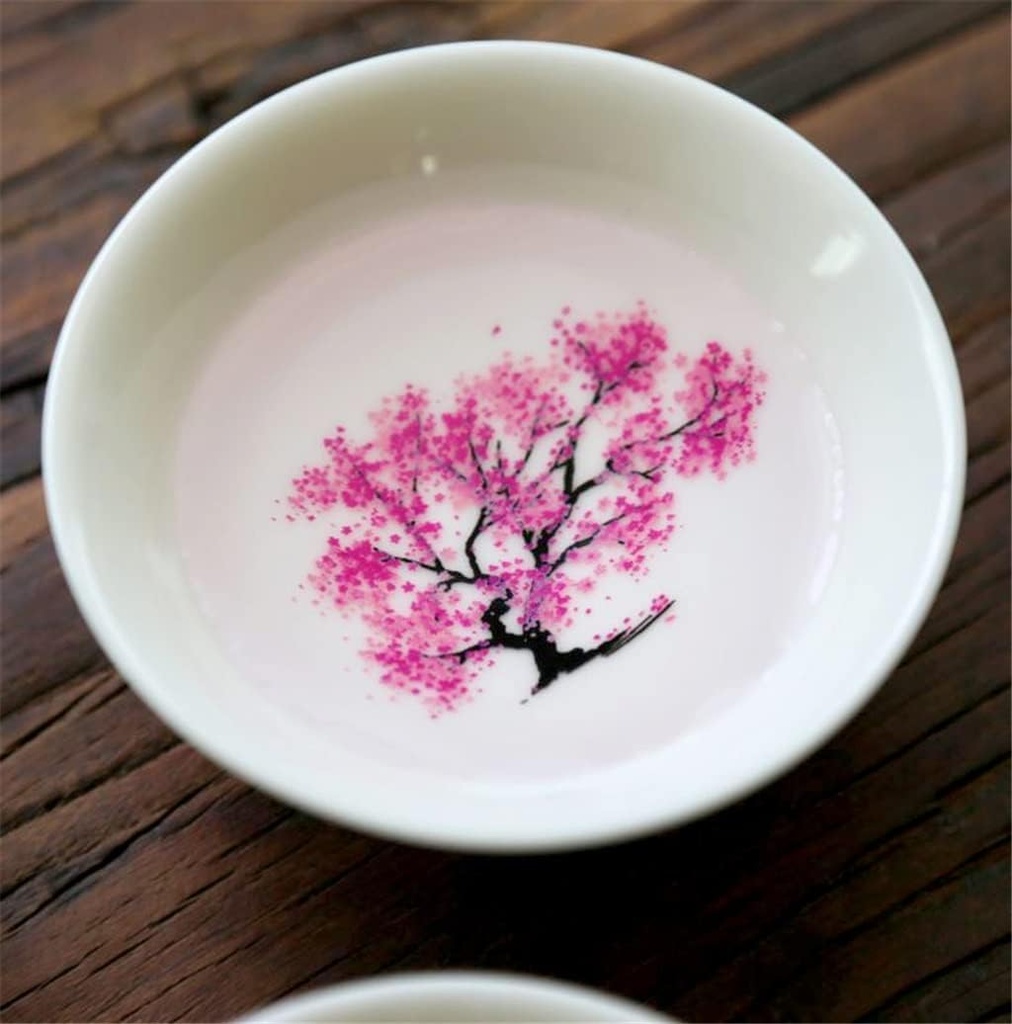 Magic Cup Cold Temperature Color Changing Flower Display Sake Cup Ceramic Kung Fu Tea Cup Tea Bowl(Color:E), 3.8*9cm