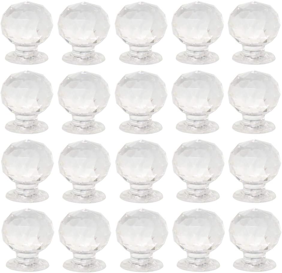 20 Pcs Crystal Dresser Knobs,Diamond Shape Cabinet Knobs Small Drawer Pulls,for Drawer Dresser Kitchen Cabinets Wardrobe Bathroom Cabinet Desk (20 x 16mm/0.78 "x 0.63")