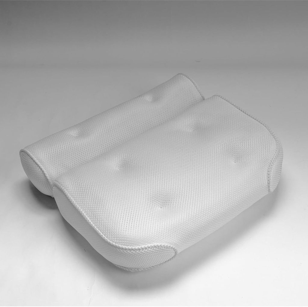 Empava Luxury Bath Pillows for Tub, Bathtub Pillow with Neck, Head, Shoulder and Back Support, Anti-Slip Suction Cups, 4D Mesh Soft Spa Bath Tub Pillow Headrest, Extra Thick, Soft and Quick Dry, White