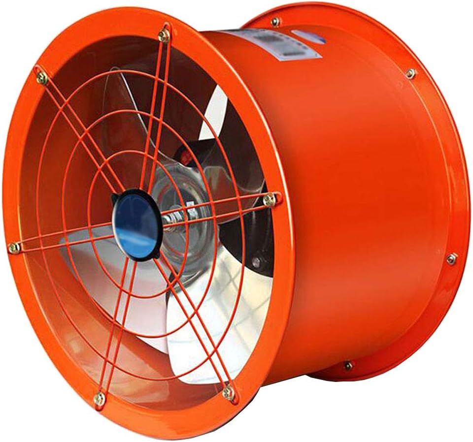 INTSUPERMAI 10 Inch Axial Fan Cylinder Industrial Portable Ventilator Explosion Proof 120W Low Noise Utility Blower Exhaust Fan with Thickened Steel Impeller 220 V Air Ventilation with 1400 r/min