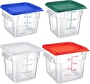 Huwena 4 Pcs Food Storage Container with Lids Set Square Clear Commercial Containers with Scales and Handles for Home Kitchen Proof Dough, Marinating Meat(4, 6, 7.5, 12 Qt,Colorful)