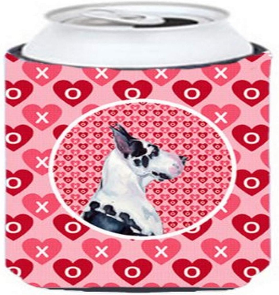 Caroline's Treasures LH9146CC Great Dane Hearts Love and Valentine's Day Portrait Can or Bottle Hugger Cooler Washable Drink Sleeve Collapsible Beverage Insulated Holder, Can Hugger, Multicolor