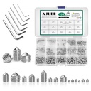 320PCS Metric M2.5/3/4/5/6/8 304 Stainless Steel Allen Head Hex Socket Cone Point Set Screws,Internal Hex Drive Grub Screws,Tip Point Headless Set Screw Assortment Kit for Door Handle,Bathroom