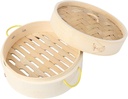 Cabilock 2pcs Bamboo Steamer Handles Round Food Steamer for Dumplings and Steamed Buns Kitchen Cooking Tool Cover