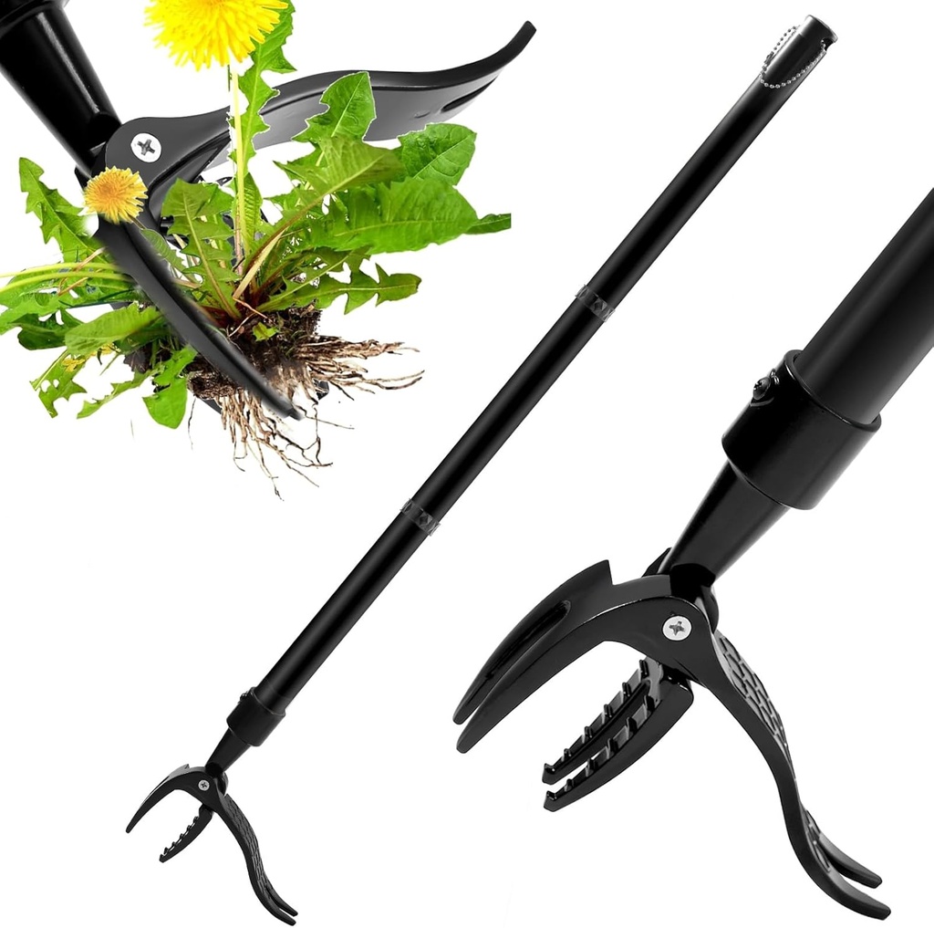 Detachable Stand Up Weed Puller Tool with Long Handle, Dandelion Weed Puller Tool Stand Up Heavy Duty, Garden Weed Remover Tool Long Handle, Weeding Tools Gardening Long Handle (Wood 44in)