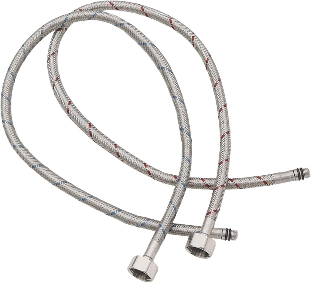 BWE 32-Inch Long Bathroom Kitchen Faucet Connector Braided Stainless Steel Supply Hose 1/2-Inch Female Compression Thread x 2 Pcs (1 Pair)