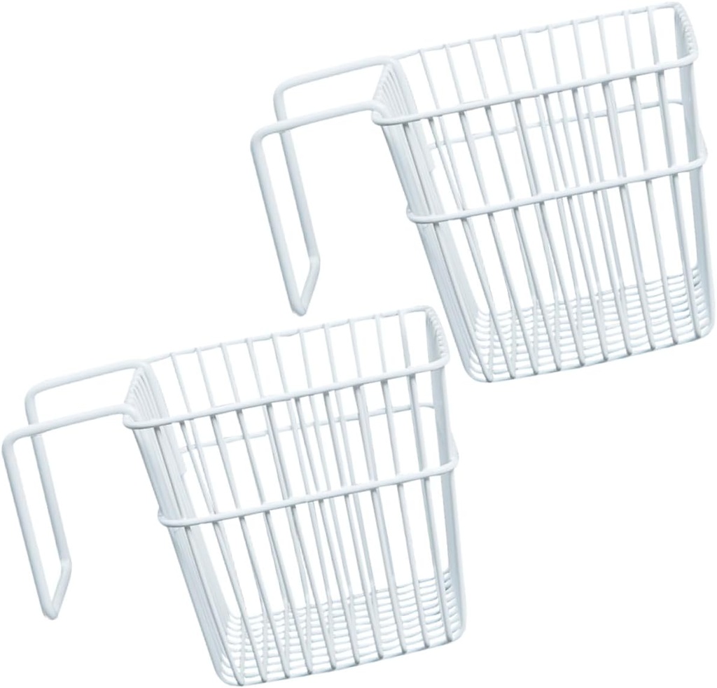 2 Pcs Punch Hanging Storage Basket Stainless Steel Bathroom Kitchen Organizer with Hollow Design Space Saving Shelf for Toiletries and Sundries