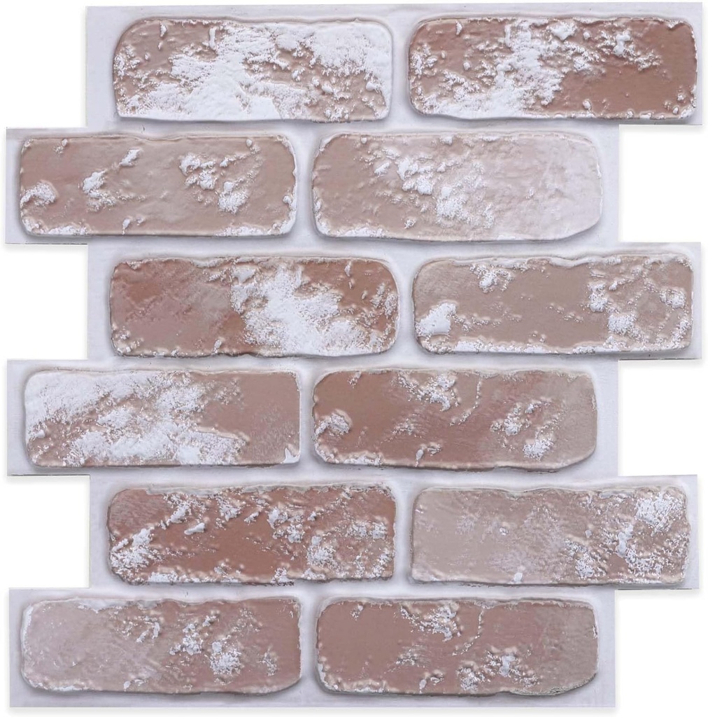 3D Peel and Stick Brick Wall Panels 10 Pack – 11.8"x11.8" Faux Brick Tiles Thin PVC, Paintable, Waterproof Small Brick Design for Kitchen Backsplash, Accent Walls, Fireplace, RV