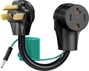 4 Prong to 3 Prong Dryer Plug Adapter with Green Ground Wire, Connects 4-Prong New Dryer Female to 3 Prong Old Dryer Male Receptacle, 10-30P to 14-30R Dryer Adapter