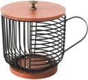 DECHOUS Coffee Capsule Storage Basket Wooden and Iron Tea Cup Shaped Organizer for Kitchen Counter Easy Access Coffee Holder for Home and Office Use