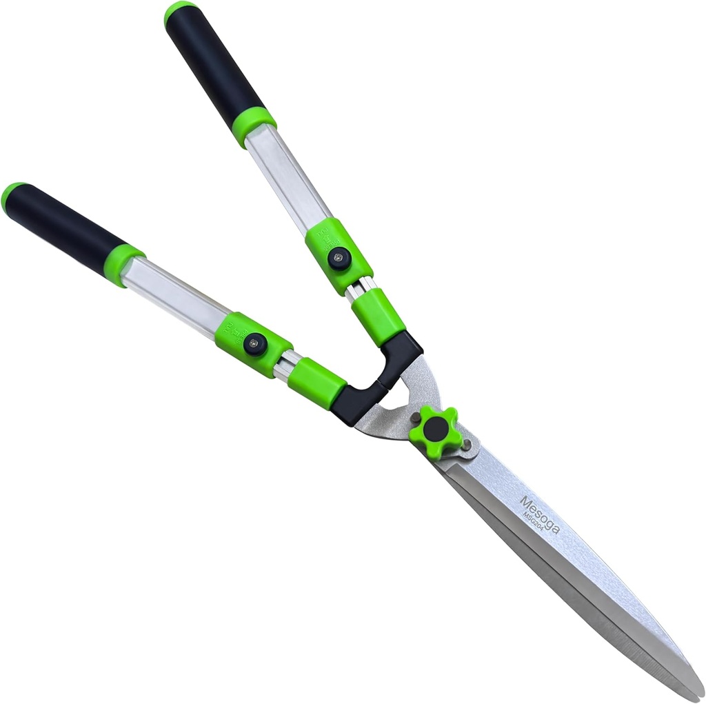 Extendable Hedge Shears - Professional Garden Trimmer with Straight Blade, Adjustable Handle for Borders, Bushes & Pruning, Heavy Duty Bush Cutter & Gardening Scissors