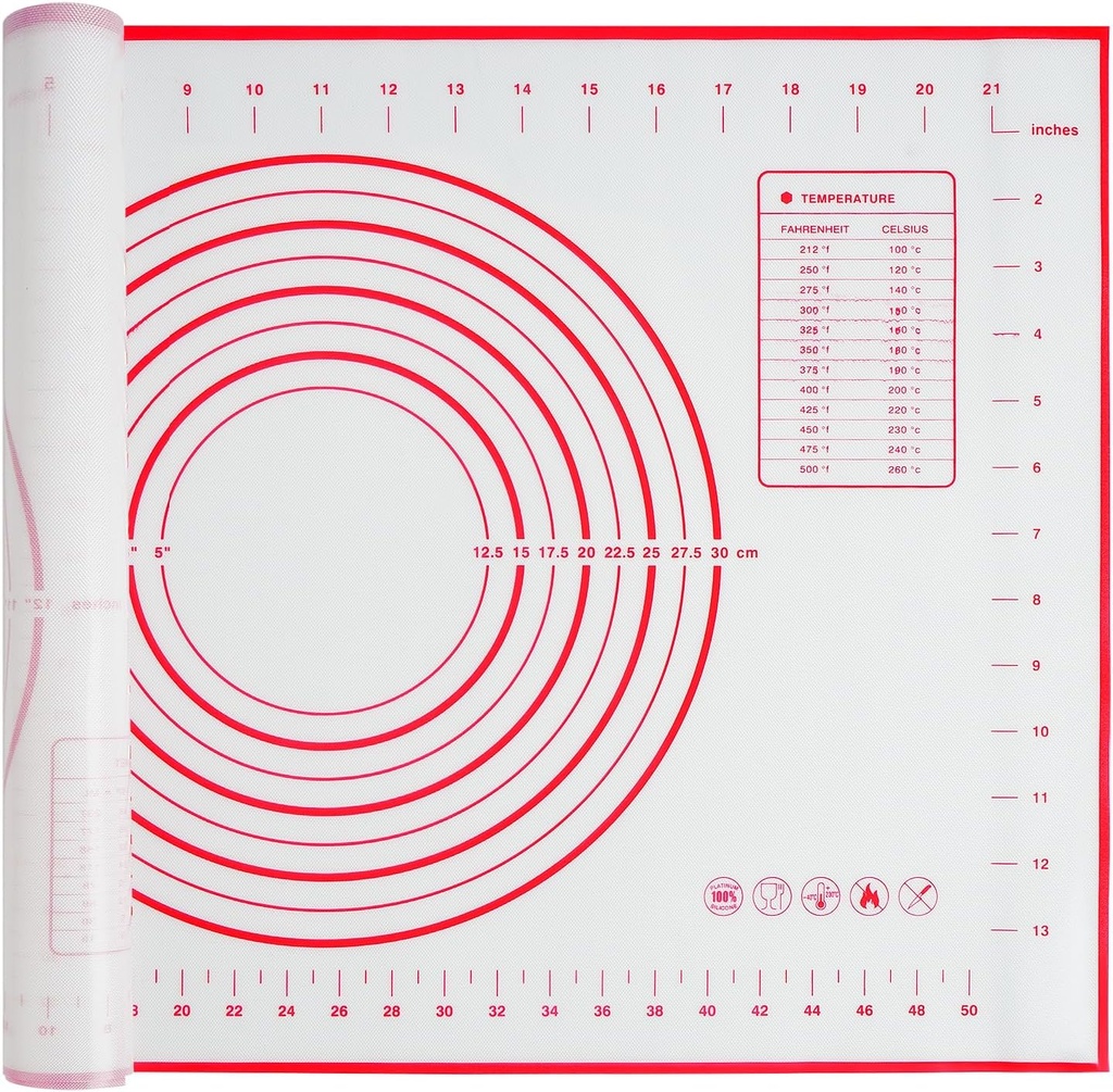 Silicone Baking Mat, 16" x 24" - Non-Slip Pastry Mat for Rolling Dough, Pie Crust & Fondant, Oven Liner with Measurement