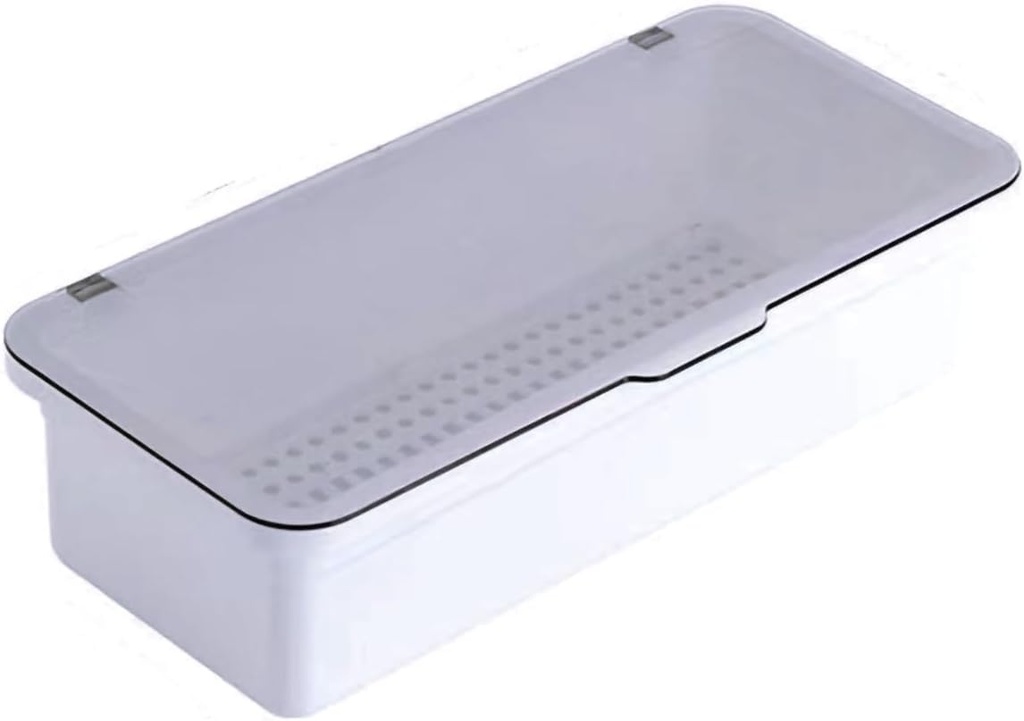 Flatware Tray with Lid,Silverware Tray Kitchen Cutlery Tray and Utensil Storage Container for Flatware and Silverware (White)