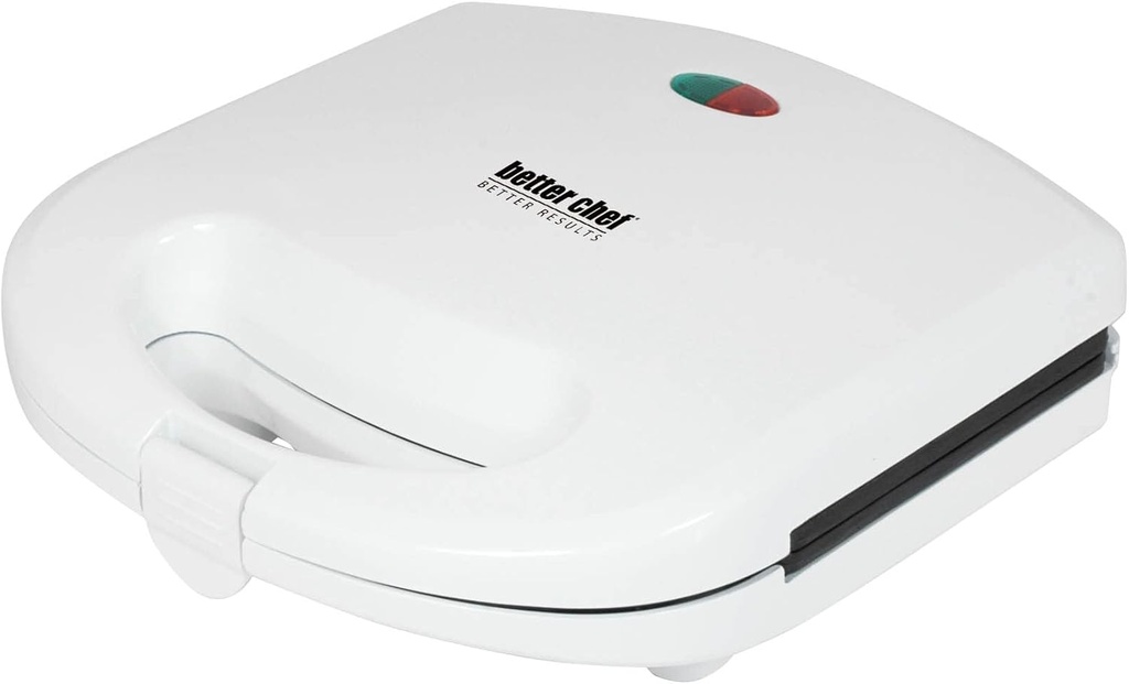 Better Chef Electric Sandwich Grill Press | 2-Sandwich | Non-Stick | Cord & Upright Storage (White)