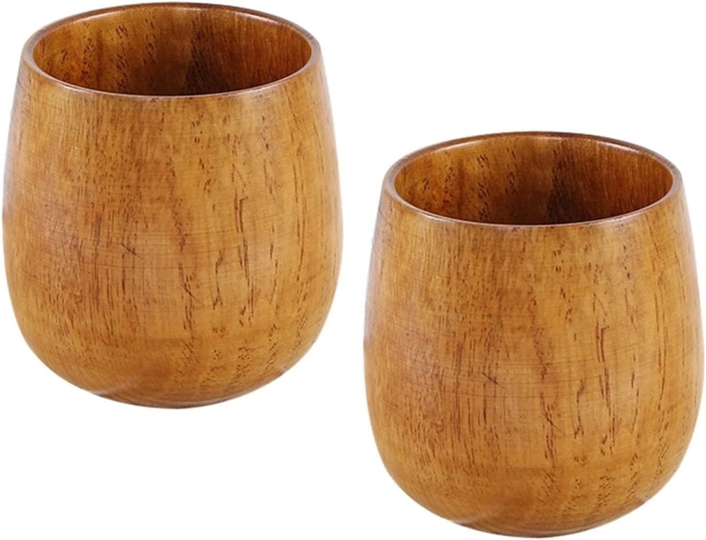 Tea Mug Coffee cups 2 Pcs Wooden Tea Cups, 180ml Wooden Coffee Mug,Japanese Zen Style Teacup,Wood Sake Cup,Wine Mug,Milk Juice Beer Cups,Drinking Cup,Water Cup