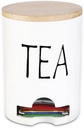 Tea Bag Holder and Tea Box Organizer, Farmhouse Wooden Storage Box for Tea & Sugar Packets, Tea-Themed Kitchen Countertop Decor (White)