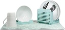 Grand Fusion Compact Collapsible Dish DryingRack and Ultra Absorbent Microfiber Mat, Dish Rack for 5 Plates, 2 Bowls and Silverware, Space-Saving Kitchen Gadgets, Light Green