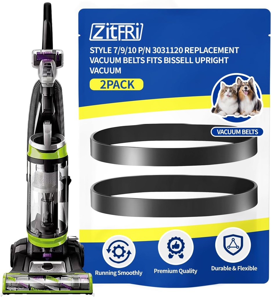 Style 7/9/10 P/N 3031120 Replacement Belt For Bissell Vacuum,Vacuum Belt Fit Bissell Powerforce Helix Powerlifter Cleanview Swivel Rewind Pet Vacuum Cleaner, 2031093 32074 3031123, 2Pack