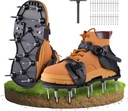 Lawn Aerator Shoes for Grass Spikes Aerator Lawn Shoes for Patio/Yard/Garden Heavy-Duty Spiked Sandals with Adjustable Loop Straps Stainless Steel Black