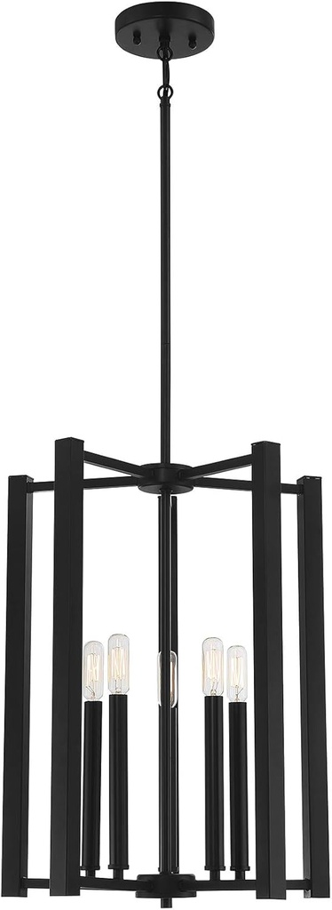 Savoy House 3-7701-5-89 Benson Modern Pendant, 5-Light 300 Total Watts, 20" H x 16" W, Matte Black