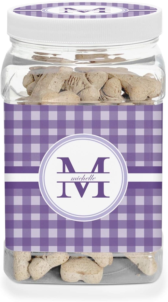 YouCustomizeIt Personalized Gingham Print Dog Treat Jar