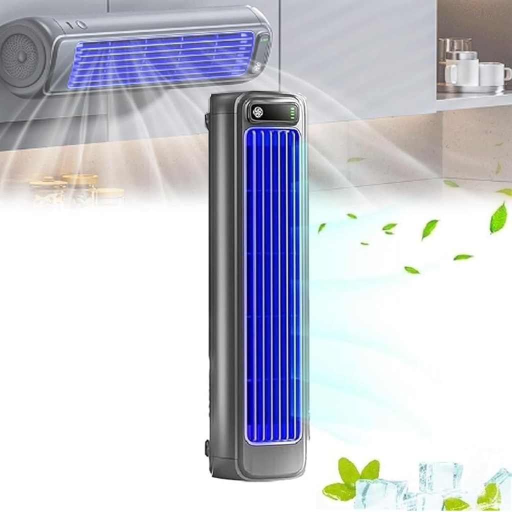 Peoasis Portable AC, 2025 Cooling Ace Portable Air Conditioner with 3 Speeds & LED Display, USB Rechargeable Personal Cooling Fan for Bedroom, Office, Dorm, and Living Room (Gray)