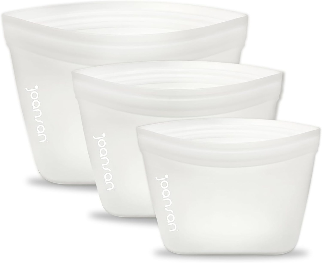 Reusable Platinum Silicone Food Bags, BPA-Free, Self-Seal & Leak-Free, Dishwasher & Microwave Safe, Stand-Up Freezer storage bags Mini/Mid/Mega 3 PACK, Multi-Use for Kitchen, Travel & Snacks