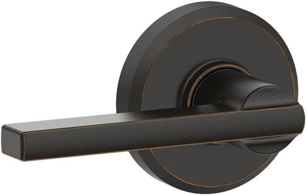 Schlage F170-LAT-GSN Latitude Single Dummy Door Lever with Decorative Greyson Tr, Aged Bronze