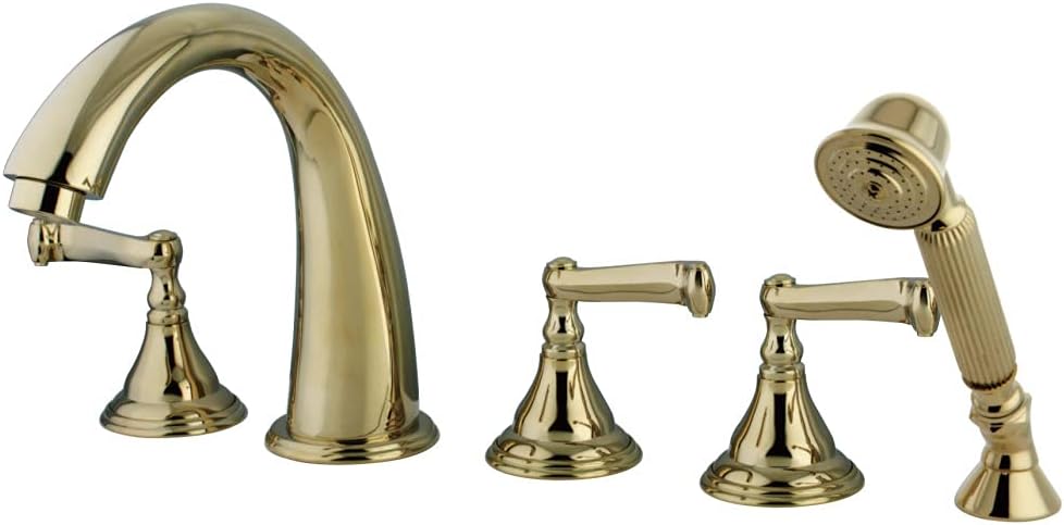Kingston Brass KS53625FL Royale Roman Tub Faucet, 8-Inch Adjustable Center, Polished Brass