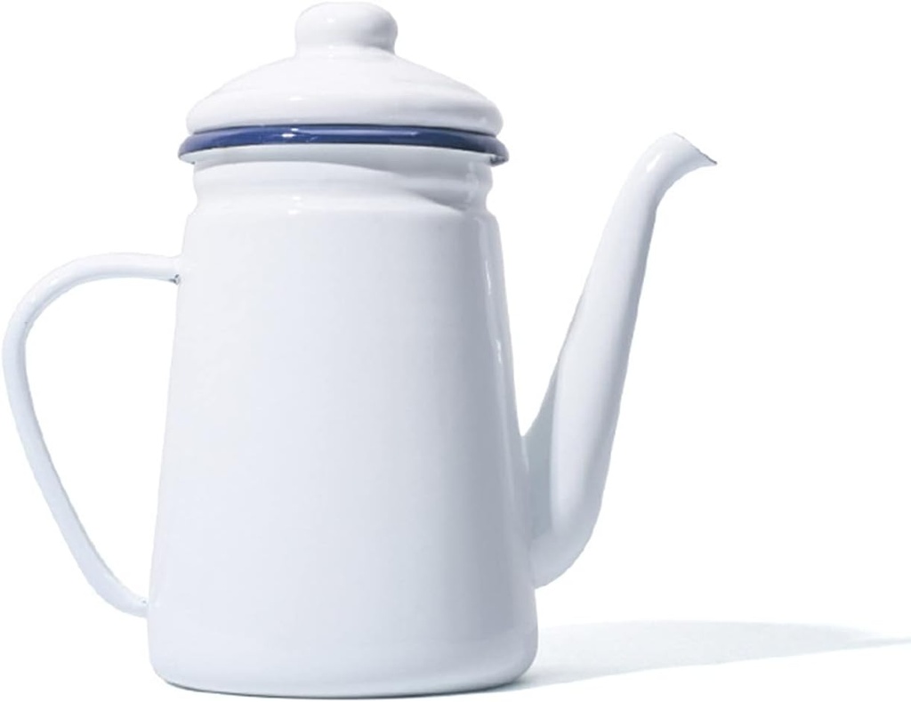 1.1L Enamel Coffee Pot,Pour Over Milk Water Jug Pitcher Teapot Kettle for Gas Stove and Induction Cooker,Induction Cooker Gas Stove Available-White