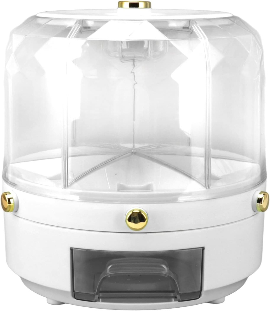 Rotatable Grains Storage Box 6 Grid 6kg Cereal Storage Bin Rice Dispenser for Rice Beans Grains (White)