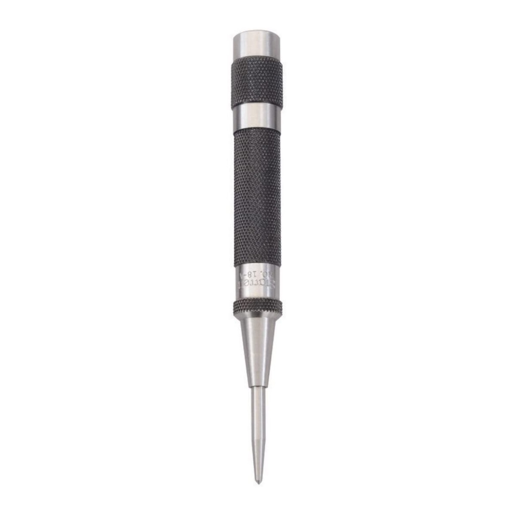 Starrett Steel Automatic Center Punch with Adjustable Stroke - 5" Length, 9/16" Punch Diameter, Lightweight, Knurled Steel Handle - 18A