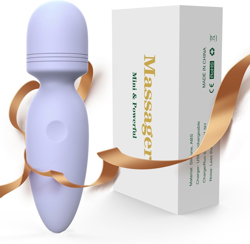 Mini Manual Back Massagers,Gifts for Women Small Cordless Handheld Massager with 10 Modes, Personal Handheld Massager for Neck Shoulder Back Body（Gray Purple）