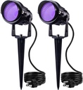 SUNVIE Outdoor Black Light Halloween Spotlight, 12W Purple LEDs, Waterproof, US Plug, 90 Degree Beam, Ideal for Parties, Clubs, Bars, Gyms, Decoration, 2 Pack