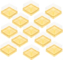 BESTonZON 50PCS Plastic Moon Cake Box, Small Golden Square Cupcake Containers for Yolk Puff, Storage Packaging for Desserts, Mini Cake Box, Muffin Box, Mung Bean Cake Snow Mei Niang Box