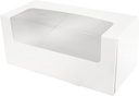 O'Crème 8 Inch x 4 Inch x 4 Inch High Rectangular Cupcake Box Only, All White with Clear Window, Pack of 5