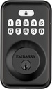 Embassy Door Lock Electronic Keyless Entry with Antimicrobial Illuminated Keypad Security Deadbolt Lock 20 User Codes Auto and 1-Button Locking Front Door Garage or Office (US10b)