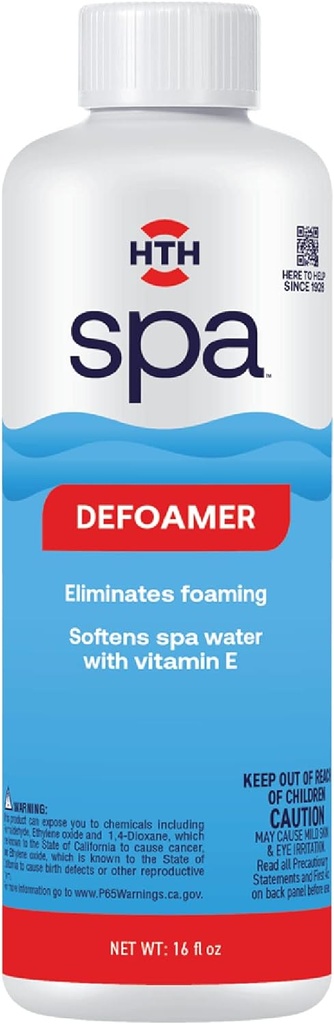 HTH Spa 86116 Defoamer, Spa & Hot Tub Chemical Eliminates Foaming, Softens Water, 16 oz