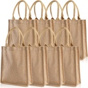 DEAYOU 8 Pack Jute Burlap Tote Bags, Burlap Gift Tote with Handles, Jute Beach Bags Reusable Lined Grocery Totes for Bridesmaid, DIY, Shopping, Pool, Wedding, 9.8''x11.8''x3.9'', Natural