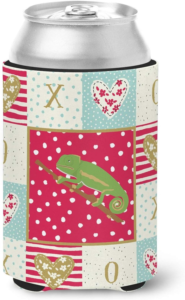 Caroline's Treasures CK5531CC Chameleon Can or Bottle Hugger, Red Cooler Washable Drink Sleeve Collapsible Beverage Insulated Holder, Can Hugger, Multicolor