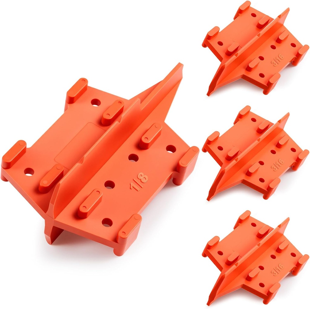 4 Pcs Deck Spacers 1/8" and 3/16" Spacer Edges Deck Board Spacing Tool Orange for Pressure Treated, Composite, PVC, Plank, Hardwood Decking Tool