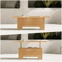 Grand patio Outdoor & Indoor Coffee Dining Table -Wicker Rattan, Adjustable Slat Lift Top, Picnic, Storage Shelf - Beige