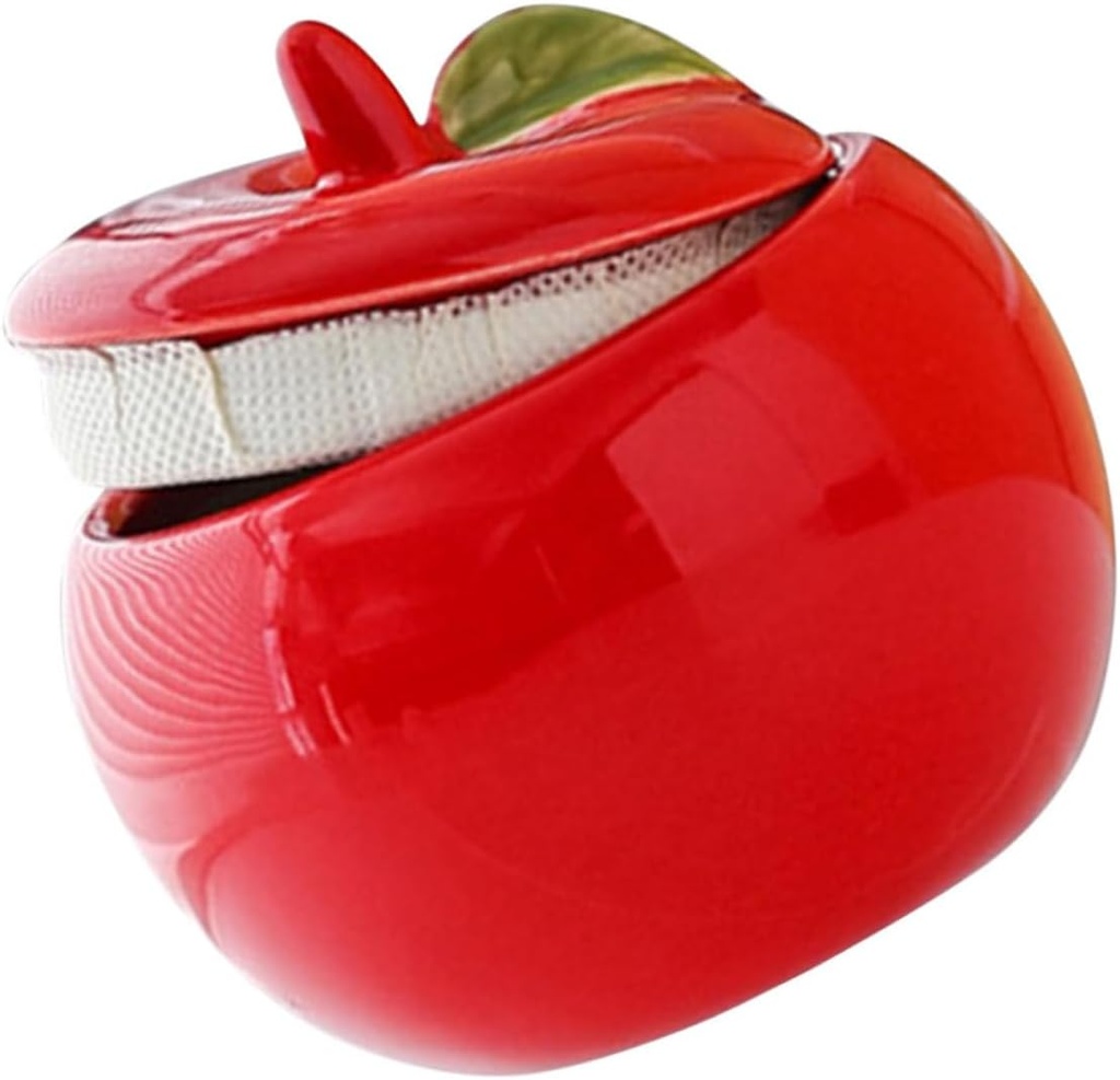 OUNONA Ceramic Apple Canister with Lid for Kitchen Storage Sealed Airtight Tea Leaf Jar and Candy Container Decorative Red Xmas Candle Cup for Home Organization and Desktop Display