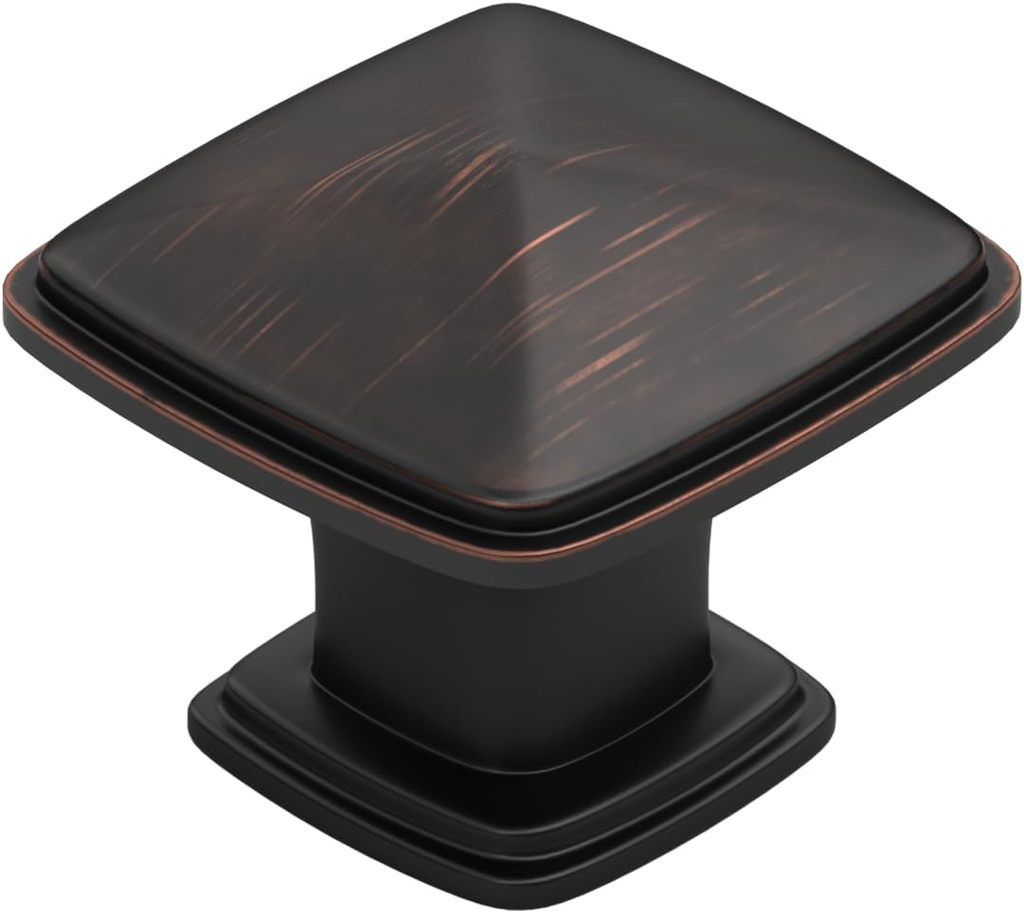 homdiy 10 Pack Cabinet Knobs Oil Rubbed Bronze Drawer Knobs Square Kitchen Hardware for Bathroom Cupboard,Zinc Alloy