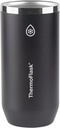 ThermoFlask Tall Can Cooler - 2-in-1 Insulated Can Cooler Cup - Durable Stainless Steel Cooler with Non-Slip Base - Dishwasher-Safe Beverage Can Cooler - 16 oz, Jet Black